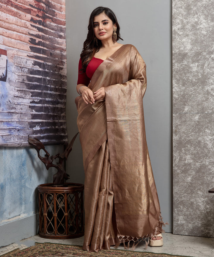Brown handloom tussar silk chhatisgarh saree