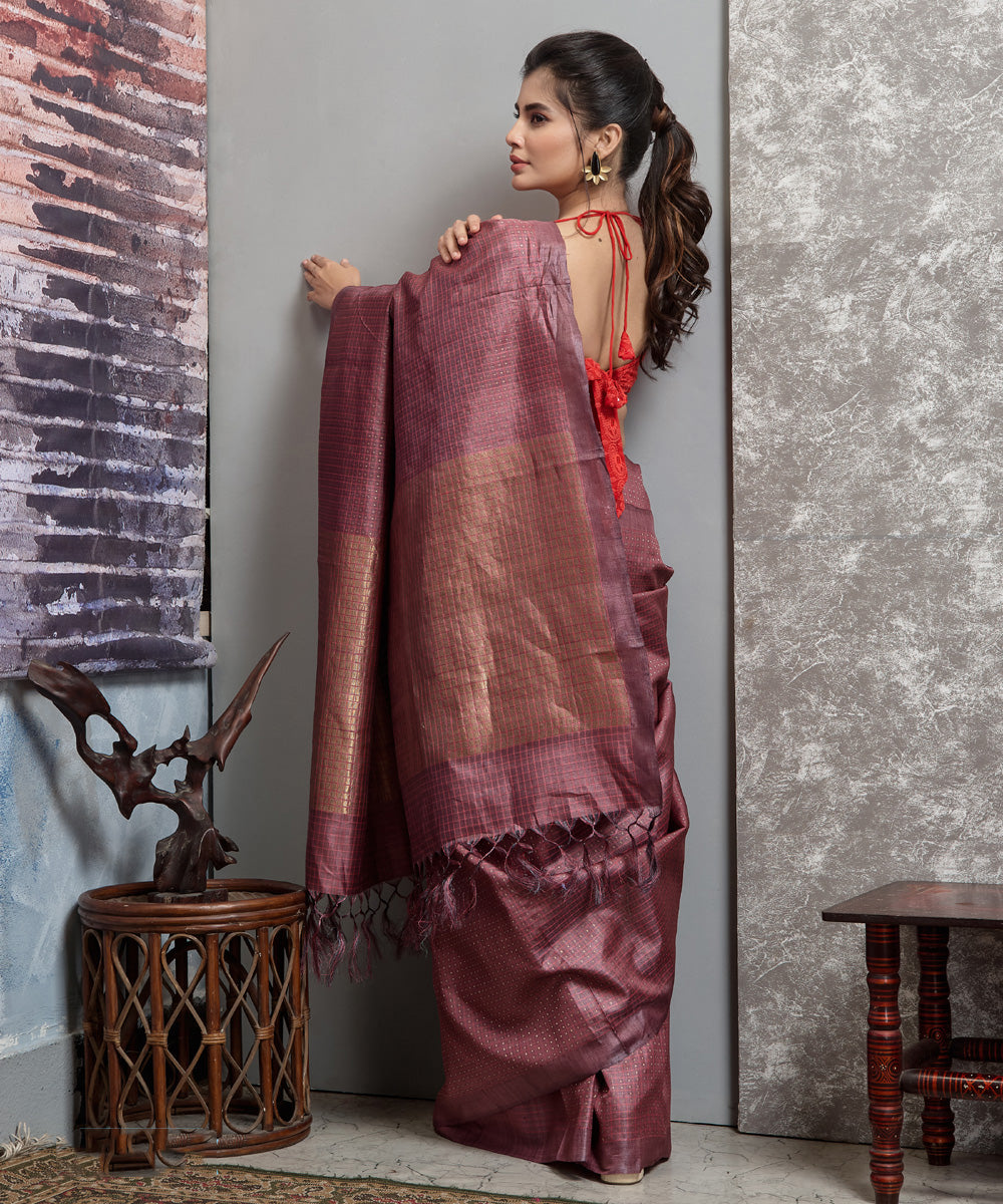 Copy of Purple handwoven chhatisgarh tussar silk saree