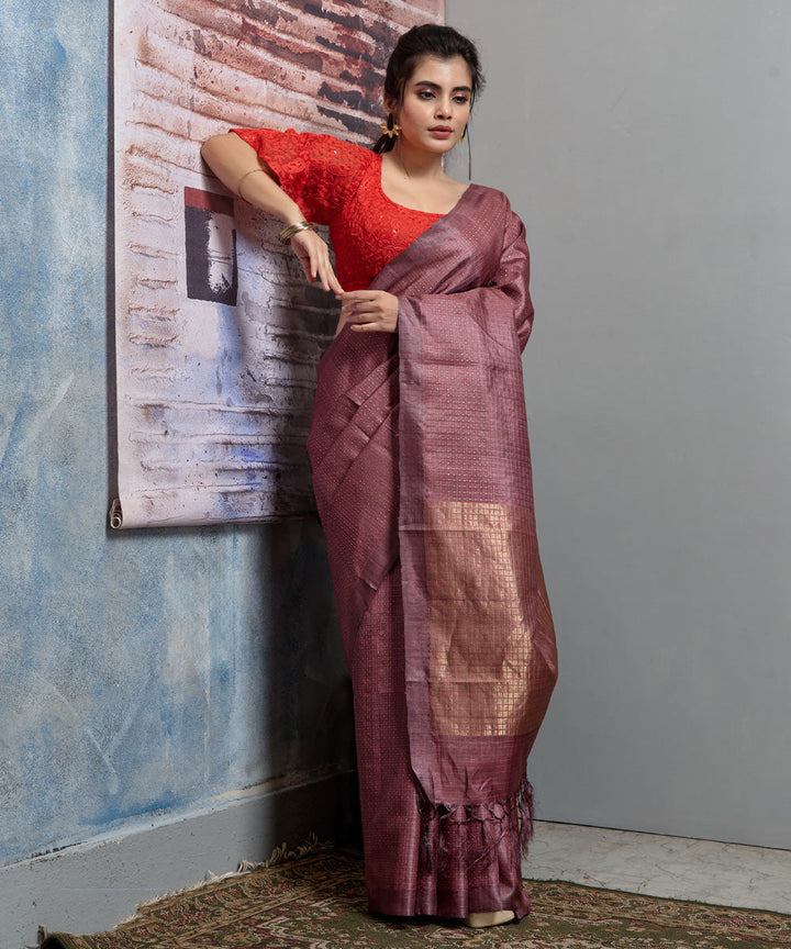 Copy of Purple handwoven chhatisgarh tussar silk saree