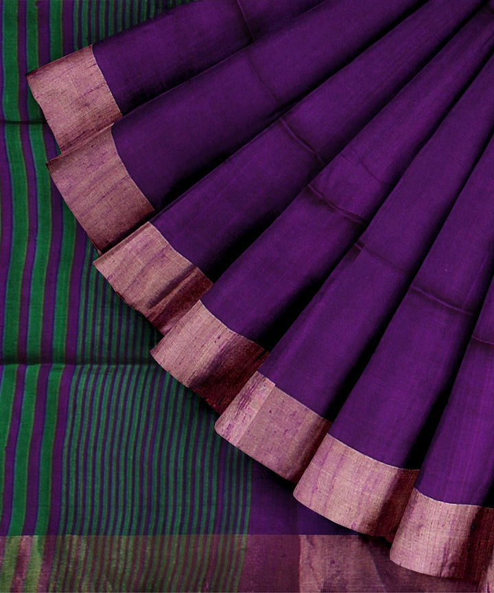 Lavender green pallu silk handloom karnataka saree