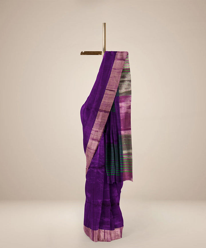 Lavender green pallu silk handloom karnataka saree