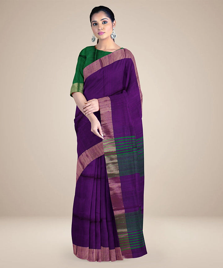 Lavender green pallu silk handloom karnataka saree