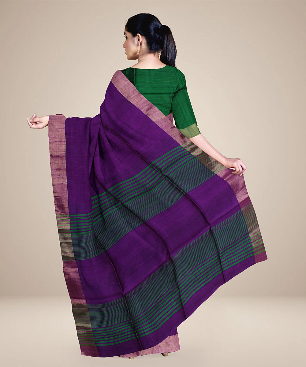 Lavender green pallu silk handloom karnataka saree