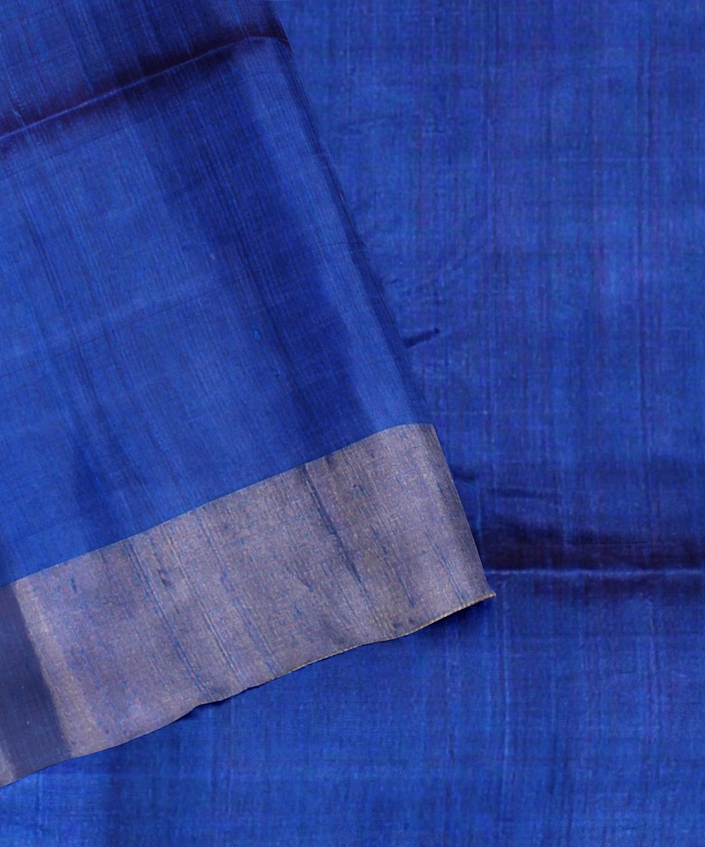 Red blue pallu handloom karnataka silk saree