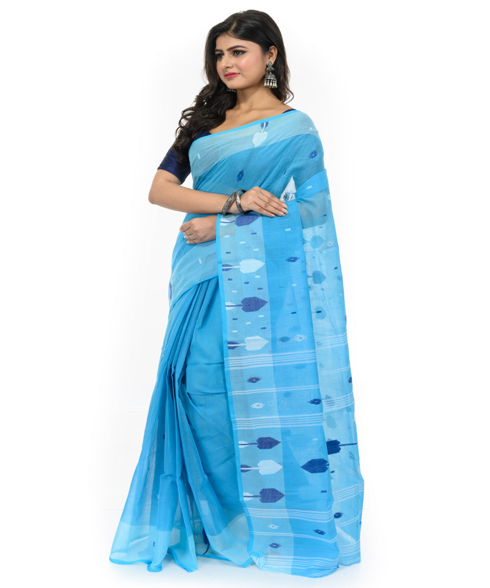 Indigo handwoven bengal cotton saree