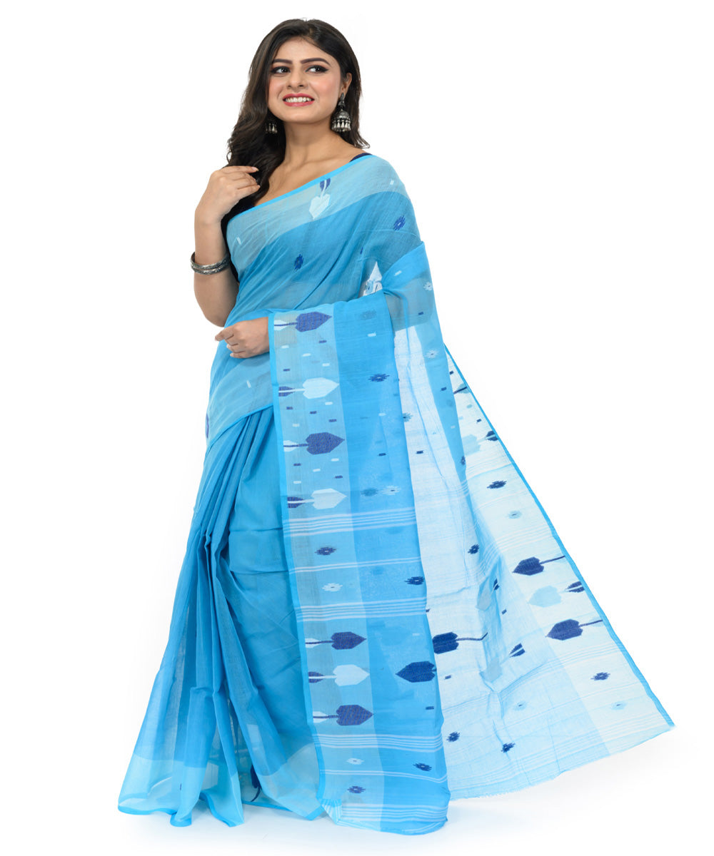 Indigo handwoven bengal cotton saree