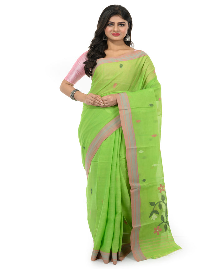 Light green hand woven bengal cotton saree