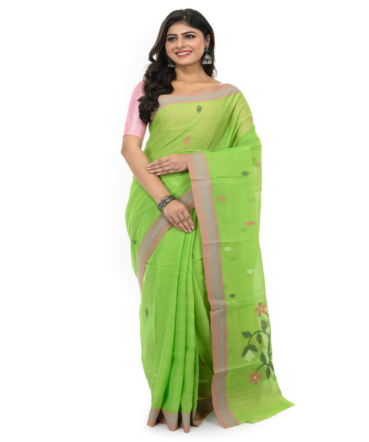 Light green hand woven bengal cotton saree