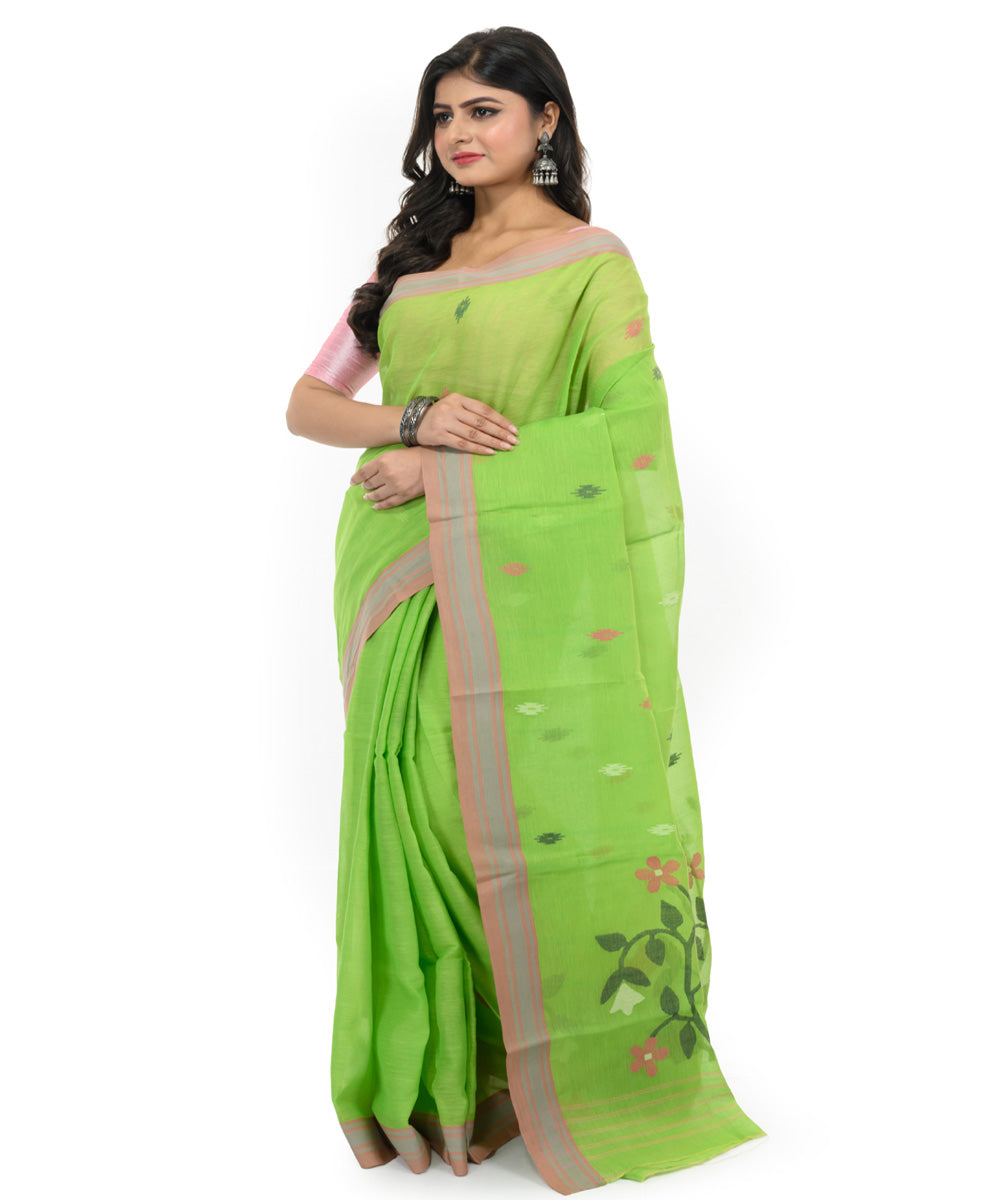 Light green hand woven bengal cotton saree