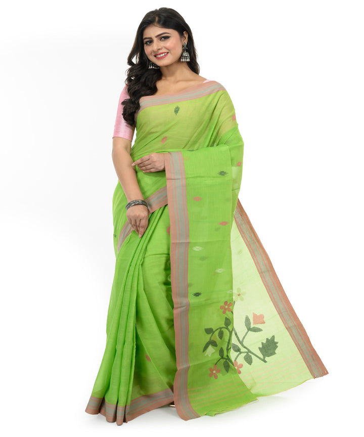 Light green hand woven bengal cotton saree