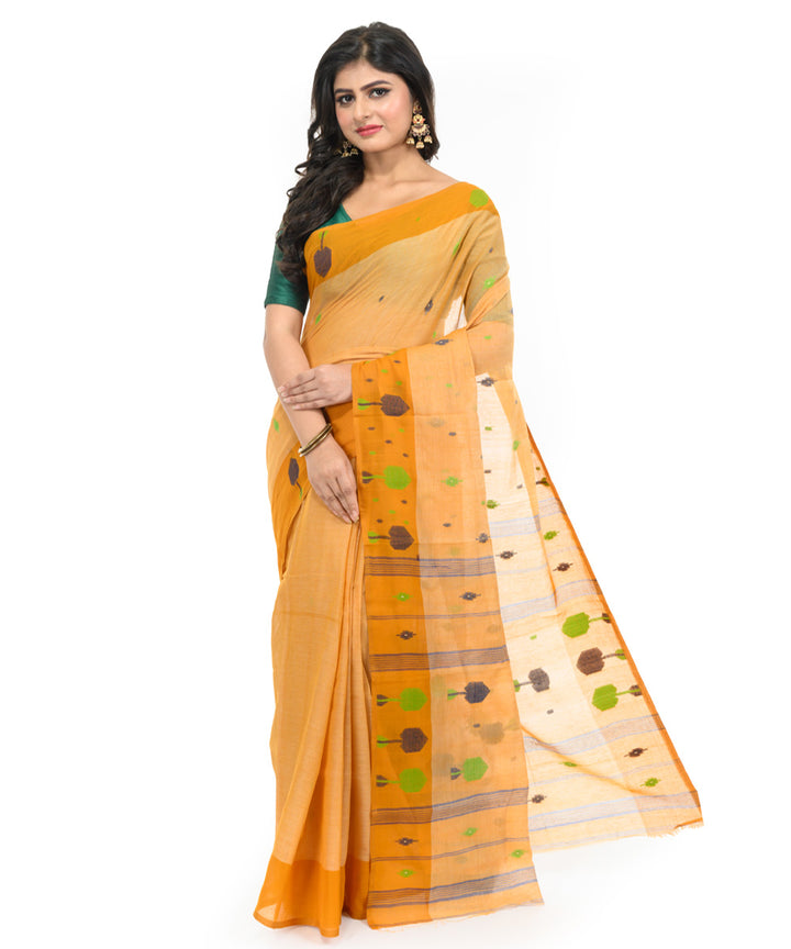Brown hand woven bengal cotton saree