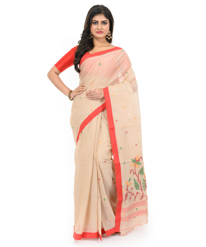 Brown hand loom bengal cotton saree