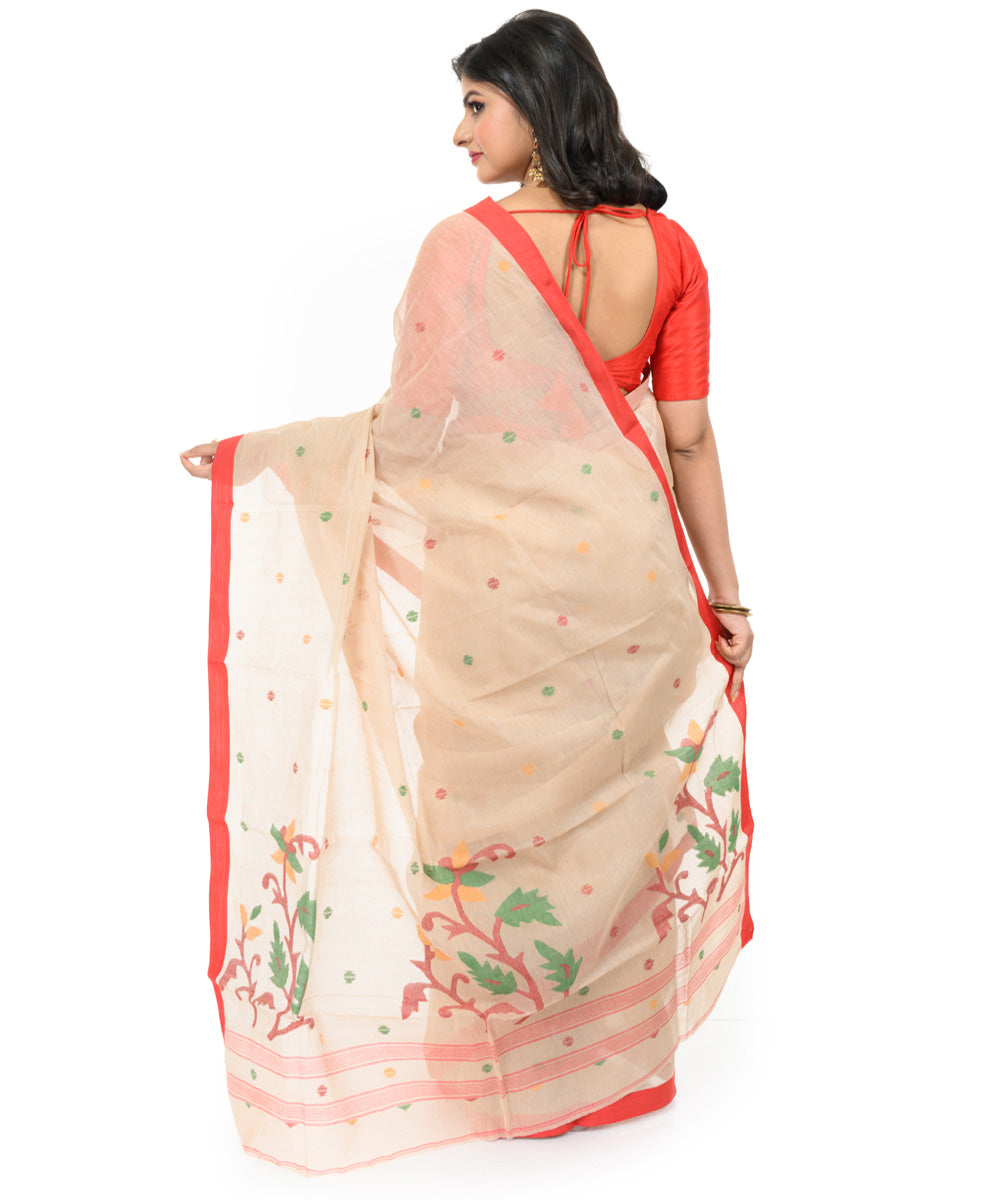 Brown hand loom bengal cotton saree