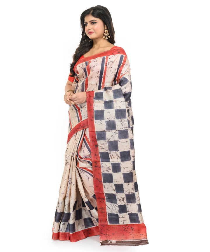 Multicolor handloom batik silk saree
