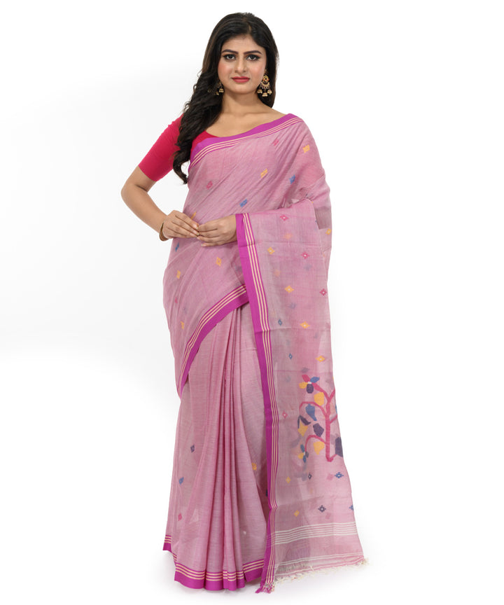 Mauve handwoven bengal cotton saree