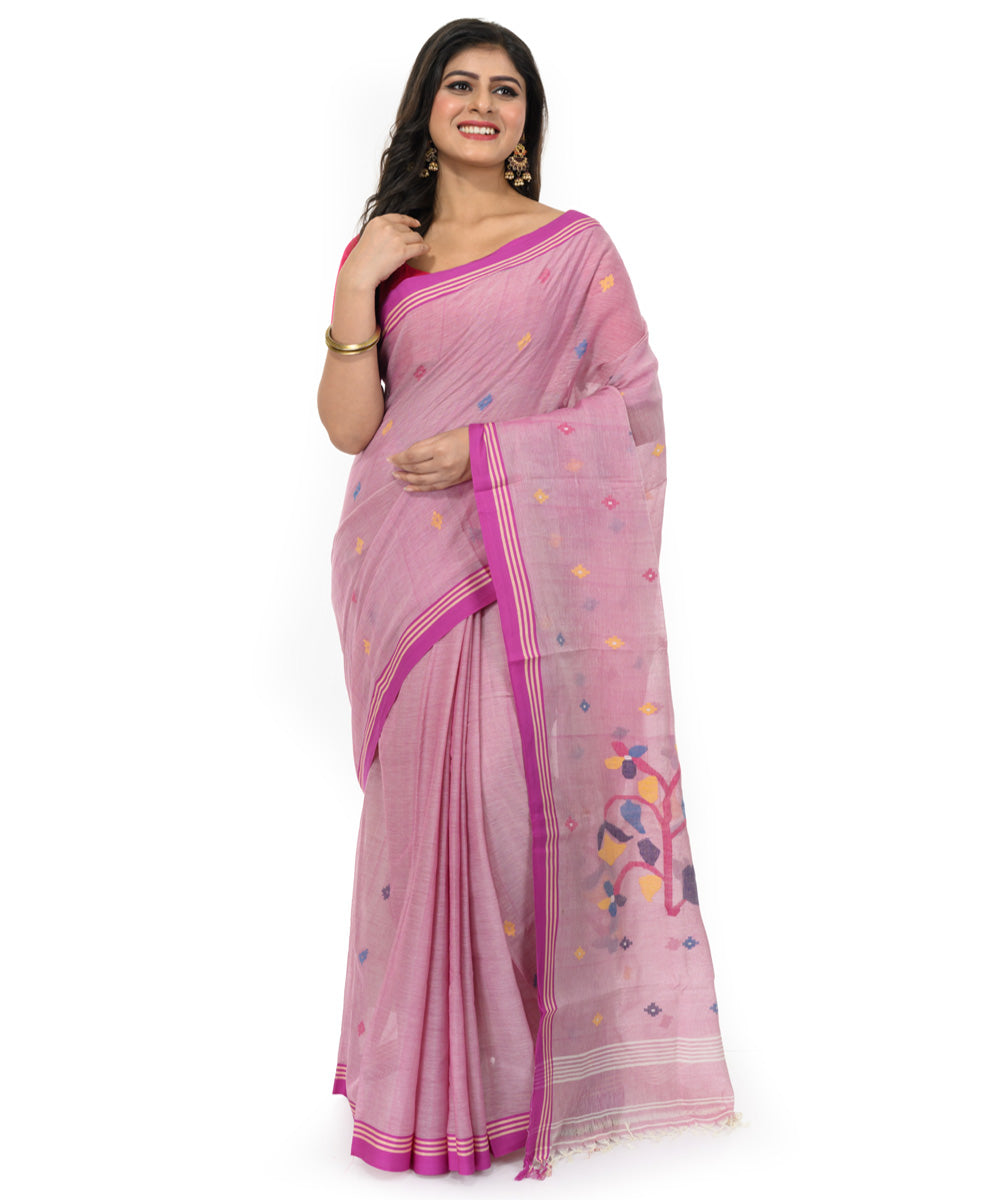 Mauve handwoven bengal cotton saree