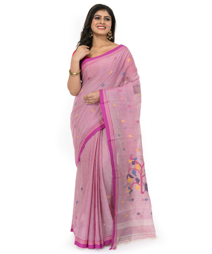 Mauve handwoven bengal cotton saree