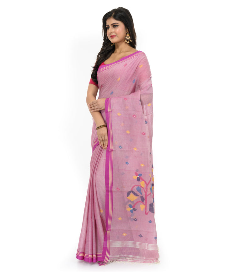 Mauve handwoven bengal cotton saree