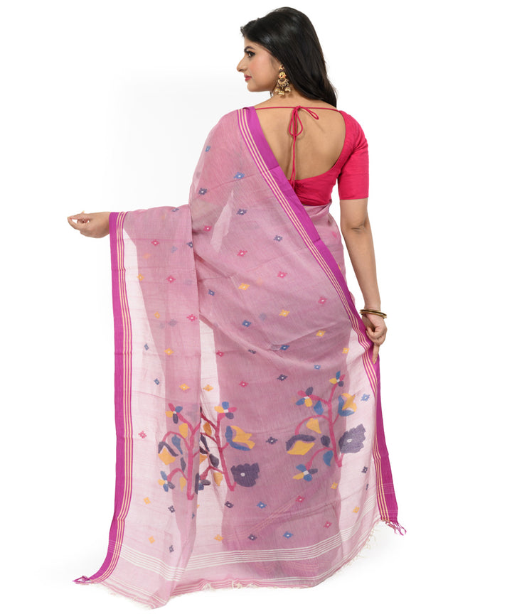 Mauve handwoven bengal cotton saree