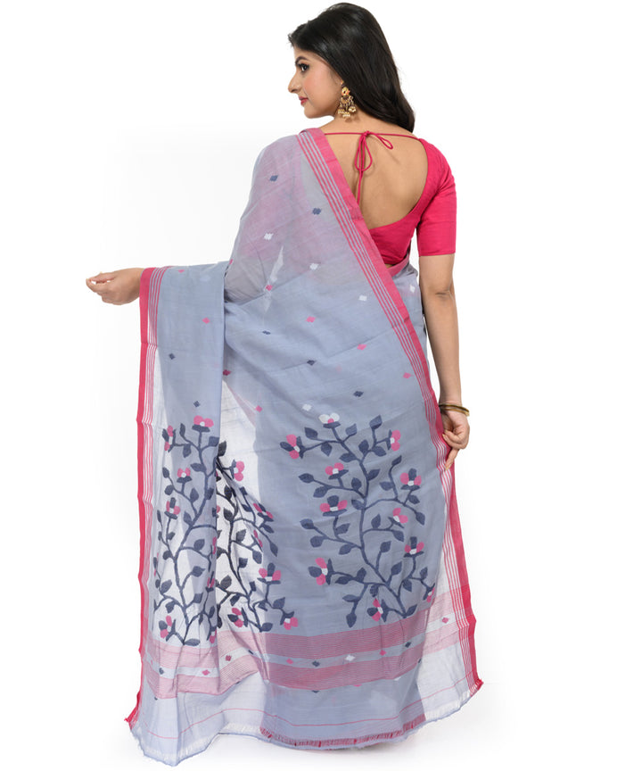 Lavender red handwoven bengal cotton saree