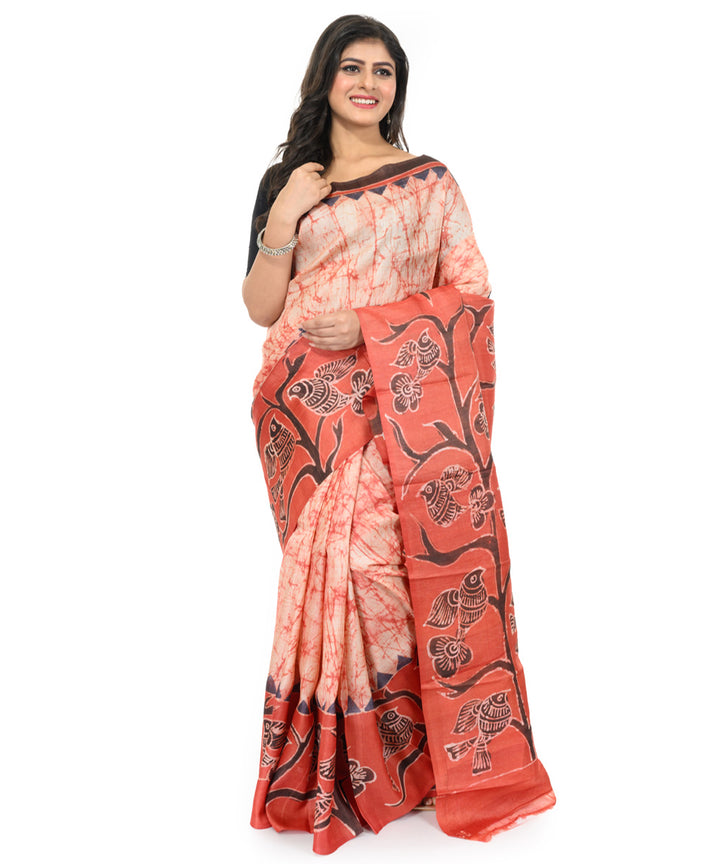 Multicolor hand woven batik silk saree