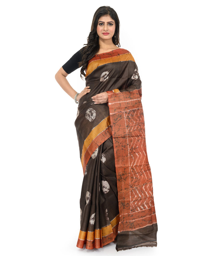 Multicolor handwoven batik silk saree