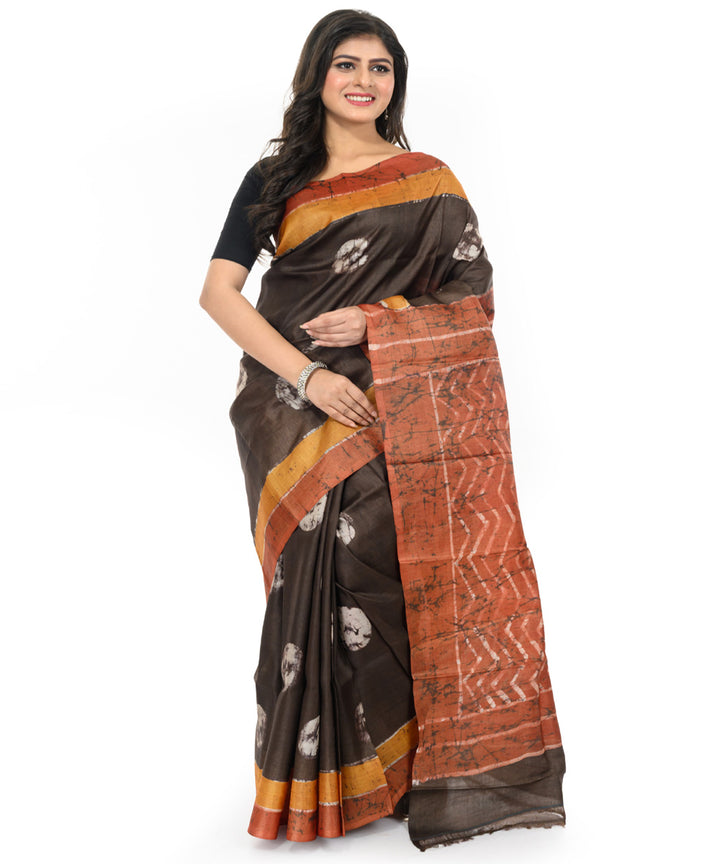 Multicolor handwoven batik silk saree