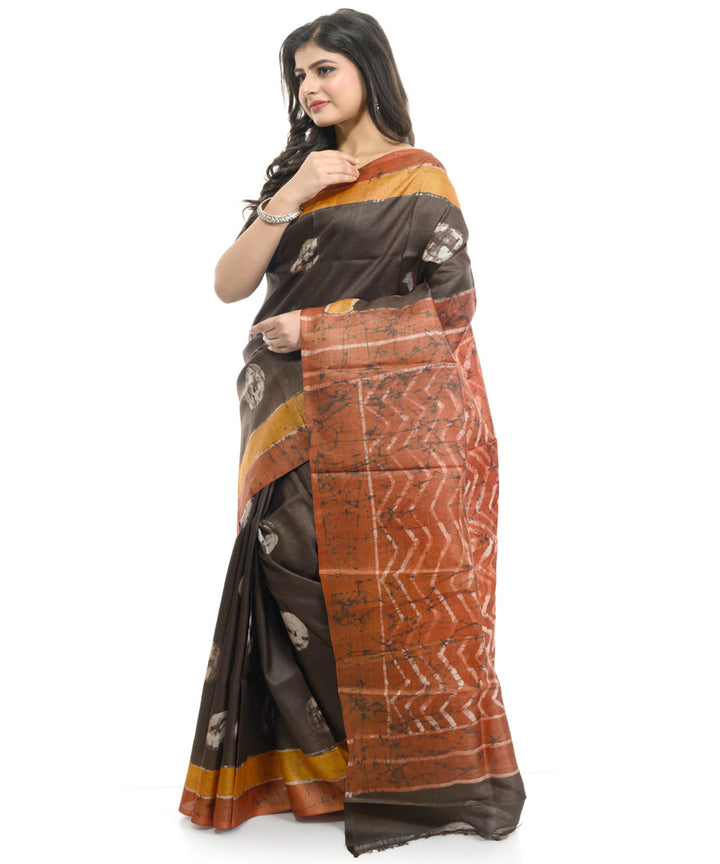 Multicolor handwoven batik silk saree