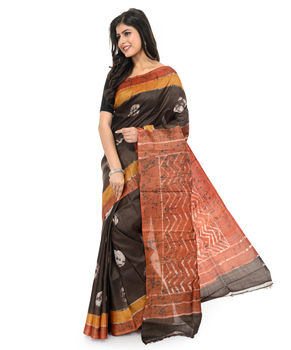 Multicolor handwoven batik silk saree