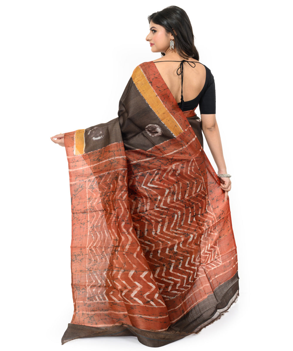Multicolor handwoven batik silk saree