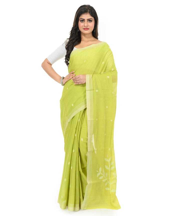 Light green hand loom bengal cotton saree
