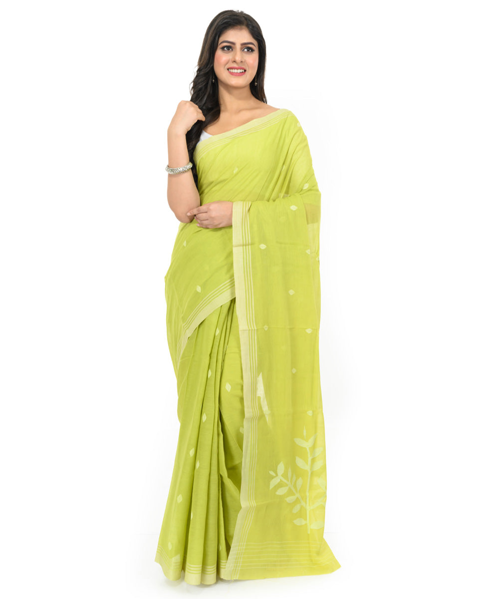 Light green hand loom bengal cotton saree