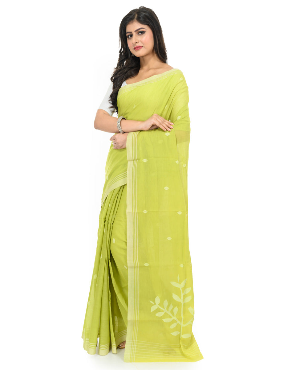Light green hand loom bengal cotton saree