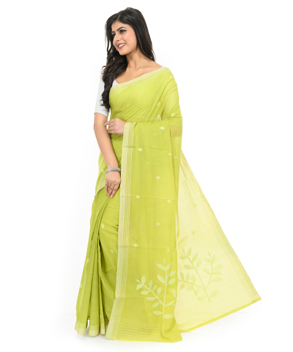 Light green hand loom bengal cotton saree