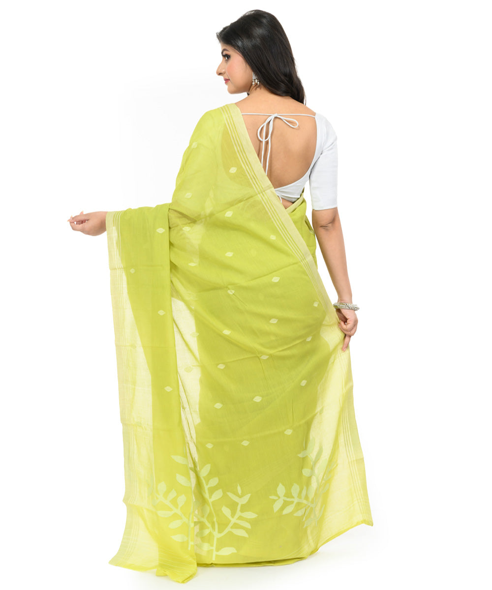 Light green hand loom bengal cotton saree