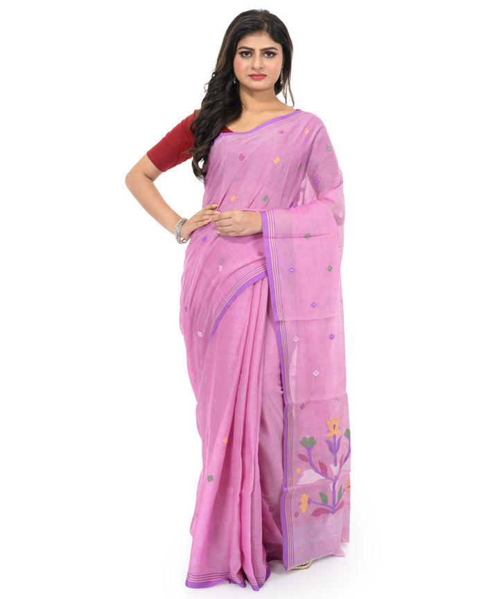 Lavender handwoven bengal cotton saree