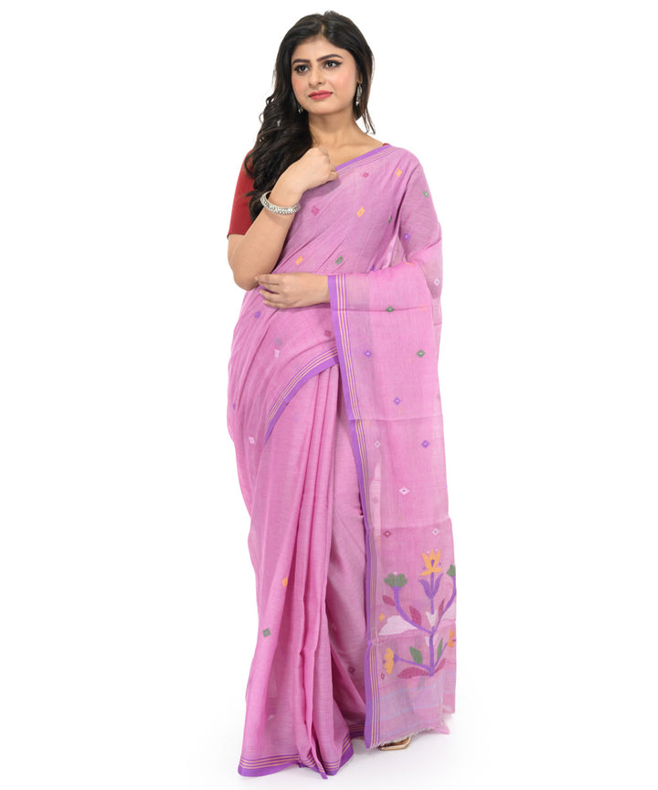 Lavender handwoven bengal cotton saree