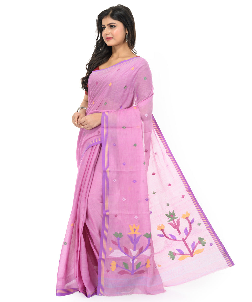 Lavender handwoven bengal cotton saree