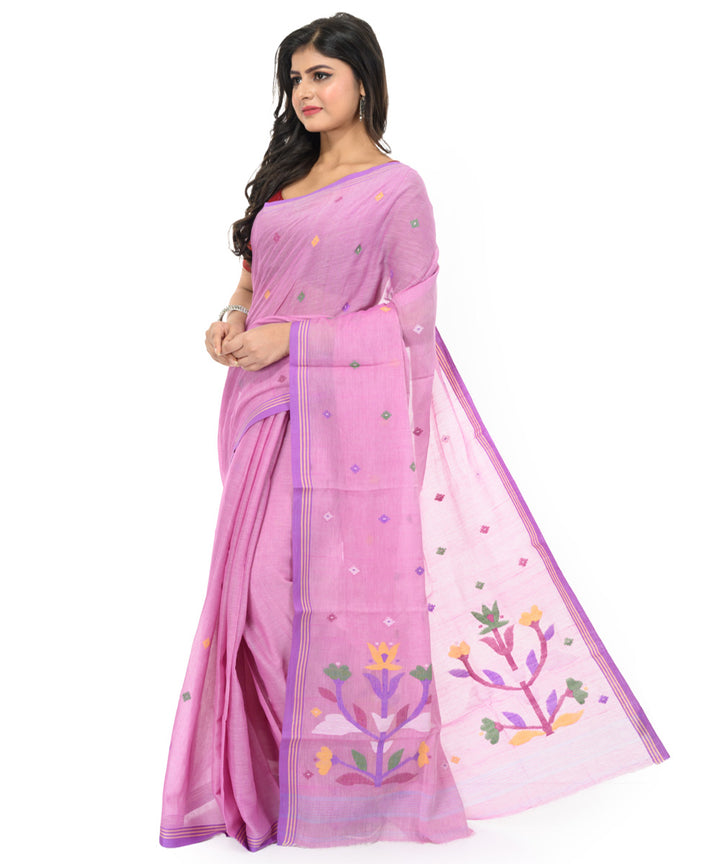 Lavender handwoven bengal cotton saree