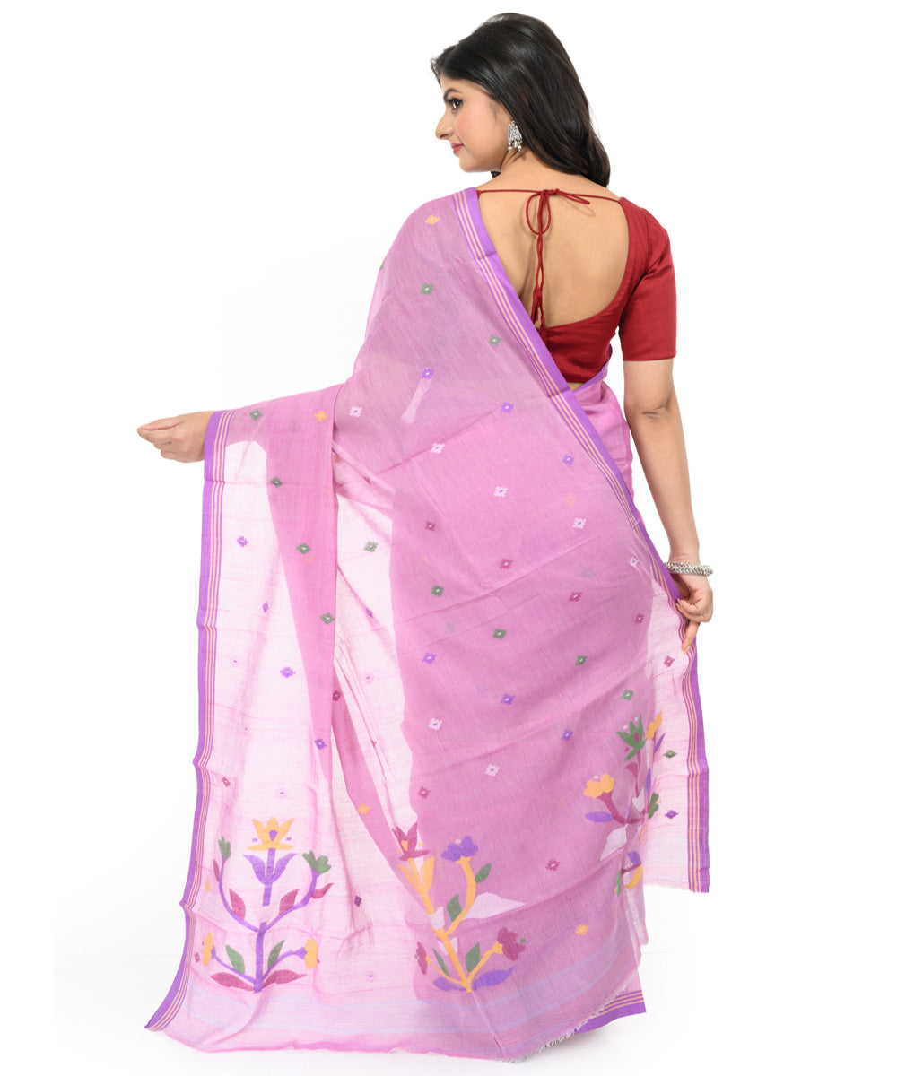Lavender handwoven bengal cotton saree