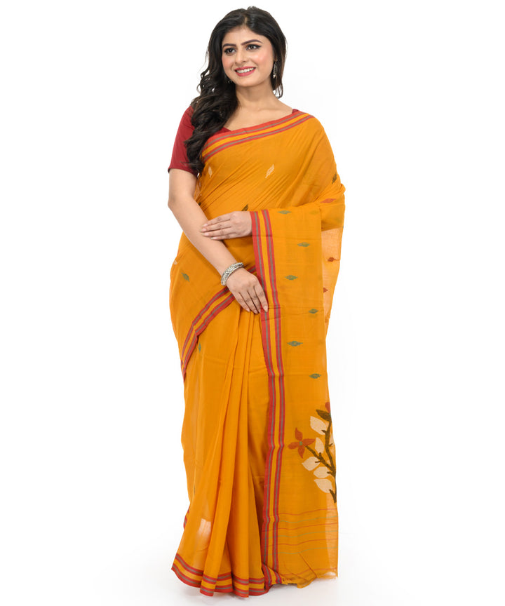 Mustard handwoven bengal cotton saree