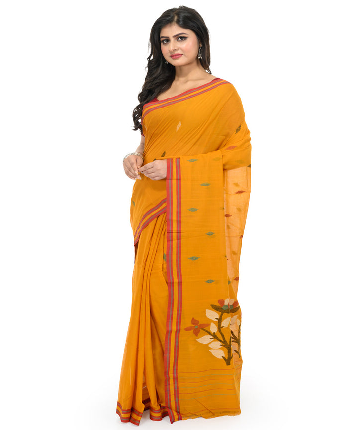 Mustard handwoven bengal cotton saree