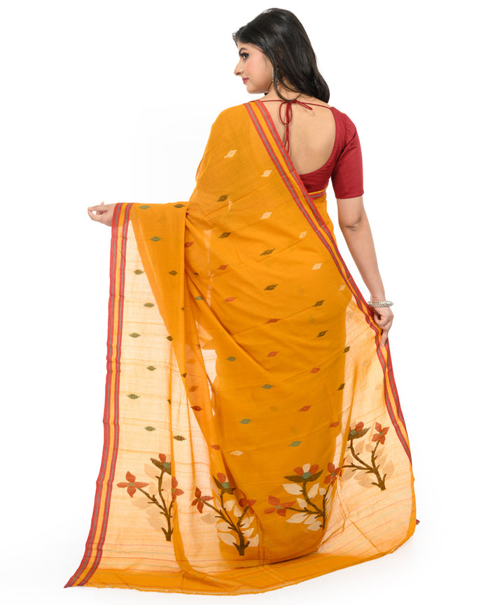 Mustard handwoven bengal cotton saree