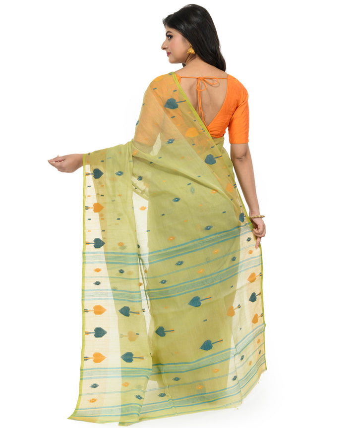 Light green cotton hand woven bengal saree