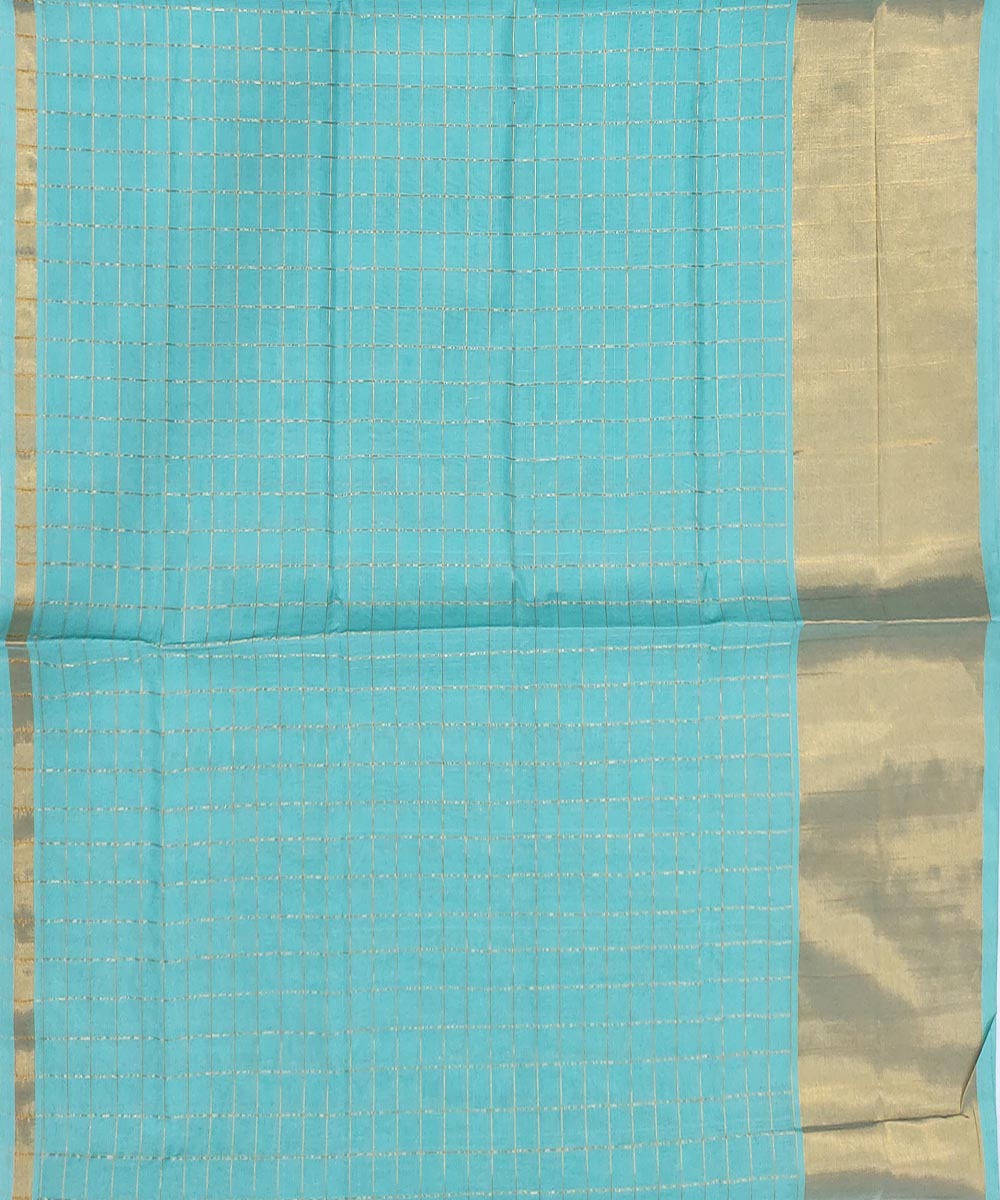 Sky blue zari border handwoven venkatagiri cotton saree
