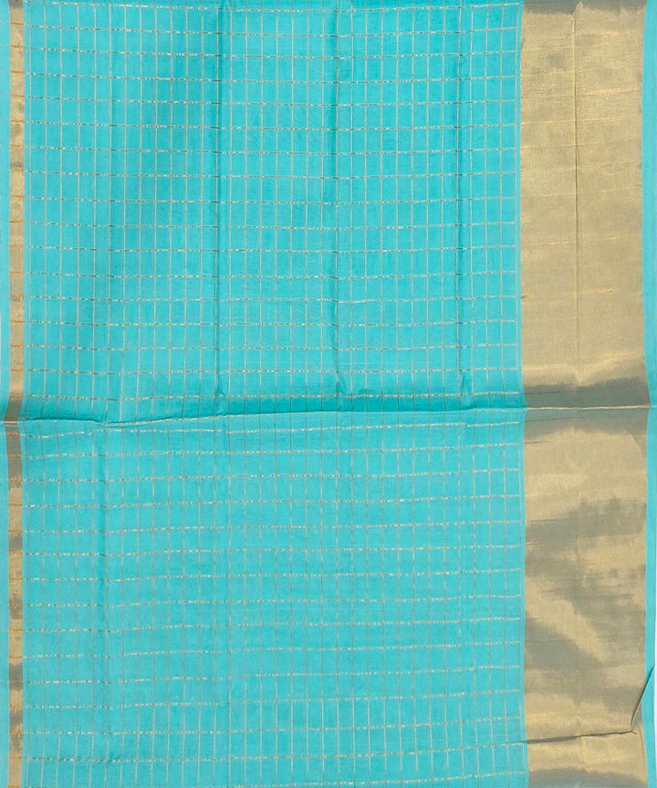 Sky blue zari border handwoven venkatagiri cotton saree
