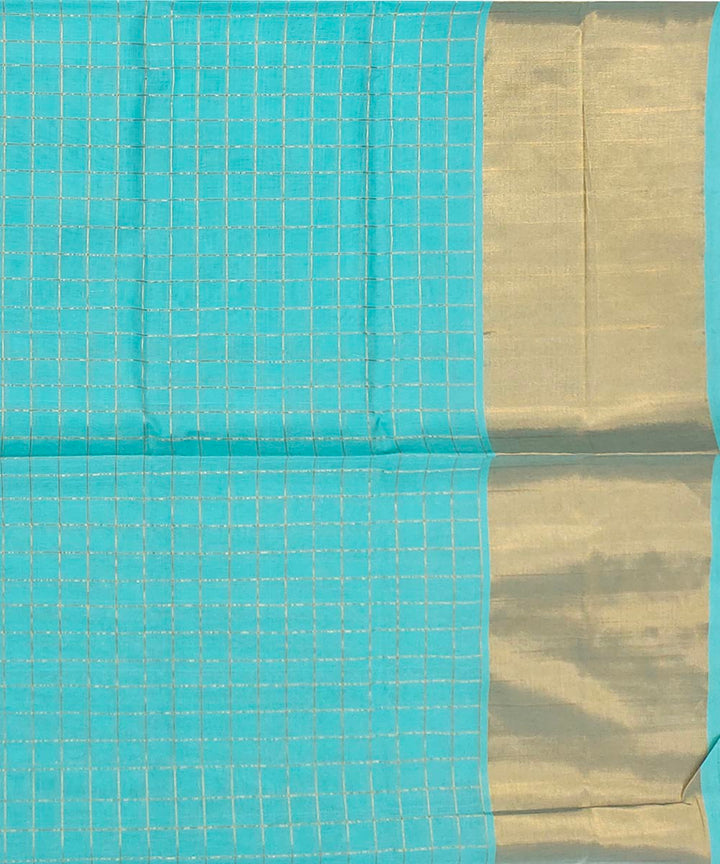 Sky blue zari border handwoven venkatagiri cotton saree