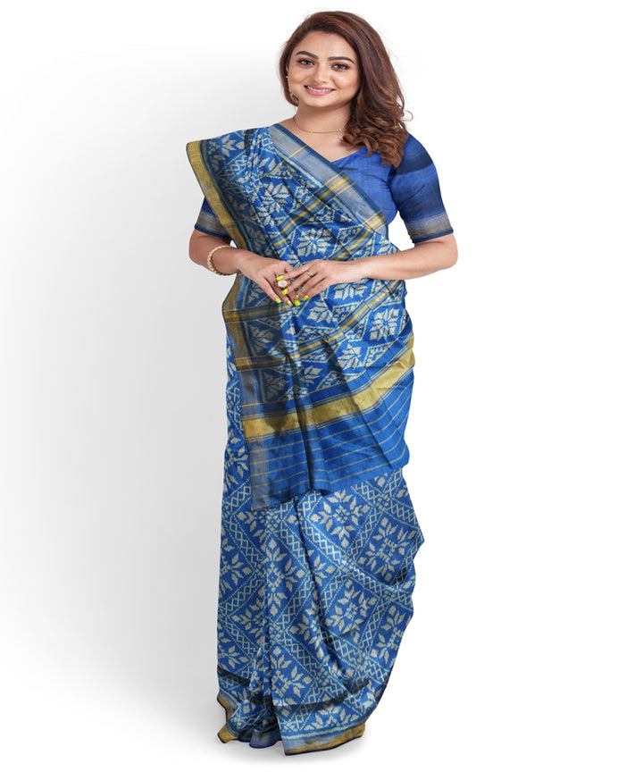 Turquoise silk handloom patola saree