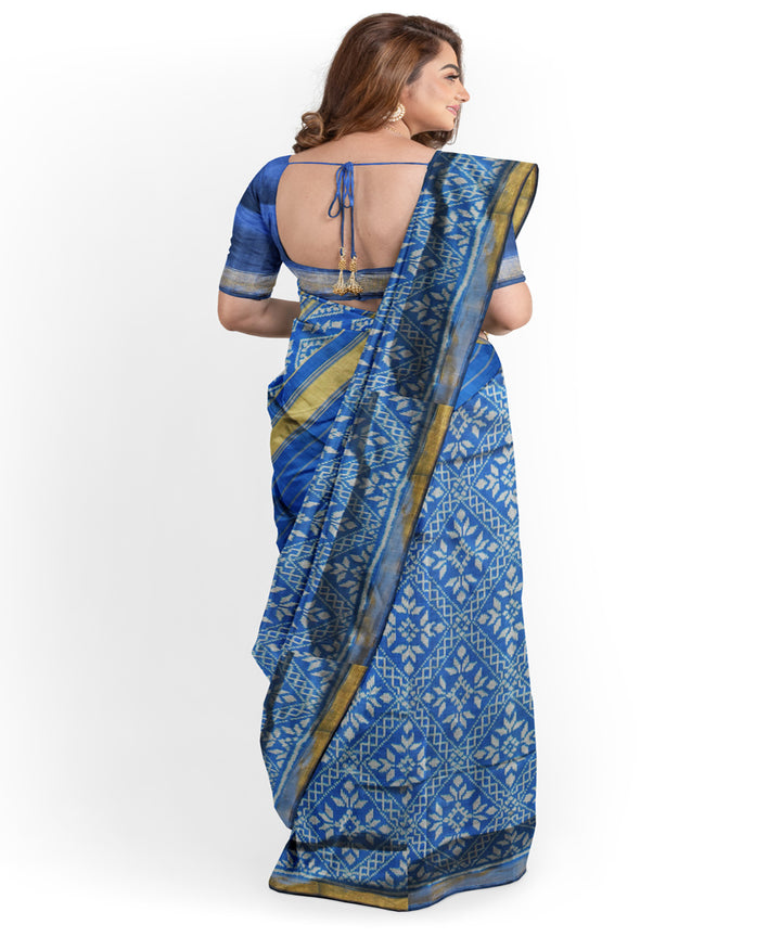 Turquoise silk handloom patola saree