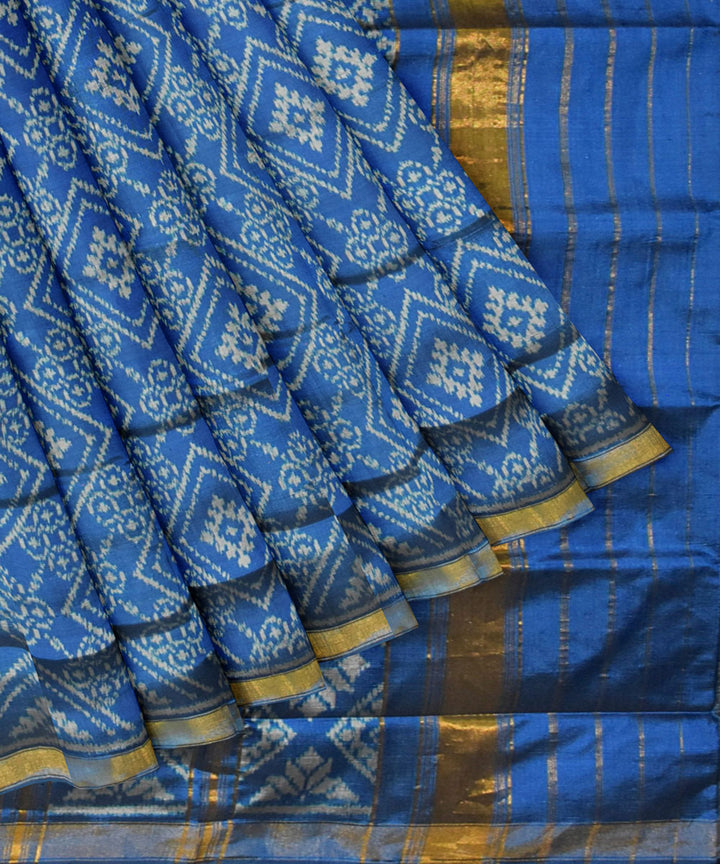 Turquoise blue handwoven silk patola saree